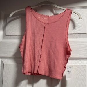 American Eagle Outfitters Coral Ribbed Crop Top